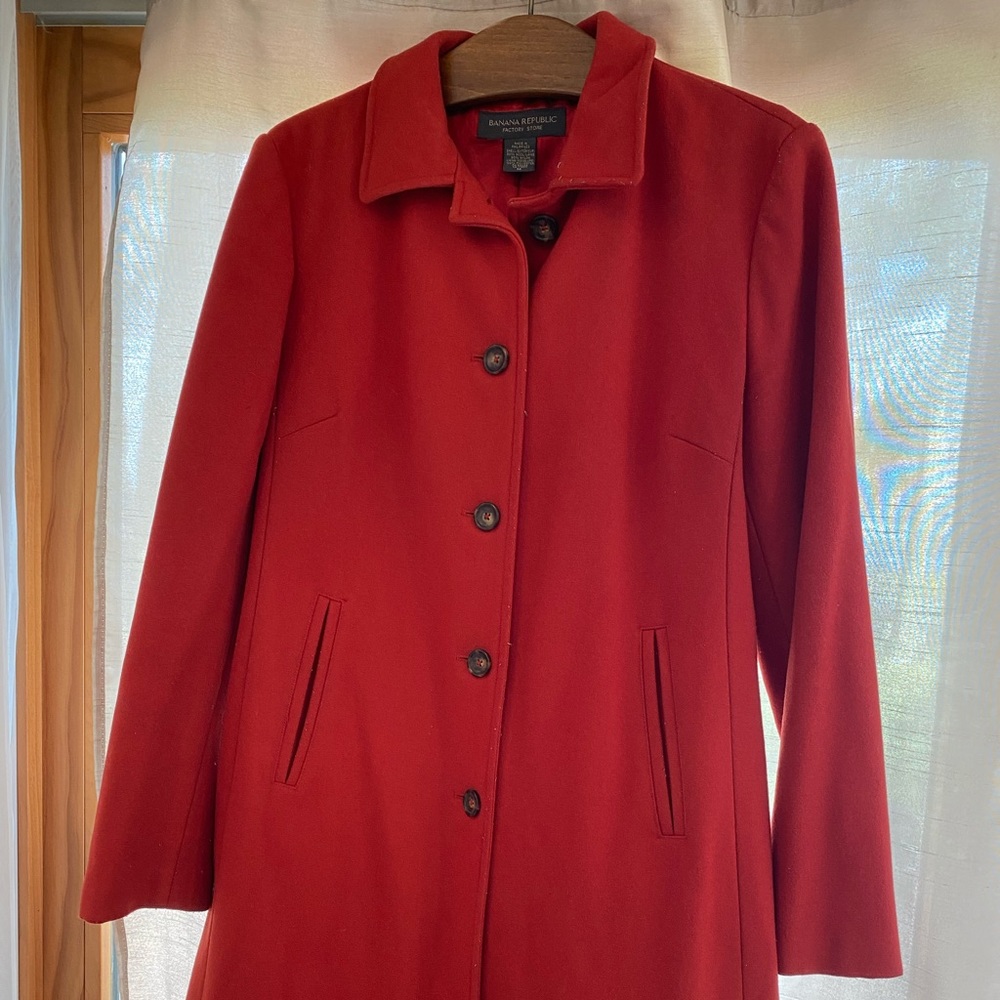 Vintage Orange Banana Republic 3/4 length.Med. Wool/ Nylon